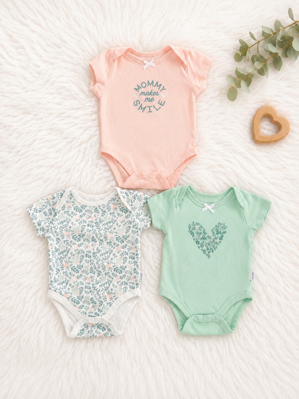 Tahari Baby Organic Cotton 3-Piece Bodysuit Set 3-6M NWOT
